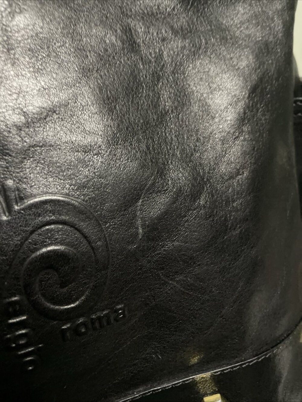 Sergio Cerruti Roma Vintage Large Black Leather Logo Shoulder Hobo Handbag Purse - Picture 12 of 14